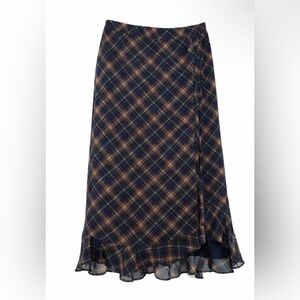 Maurices Blue and Brown Plaid High-Low Skirt